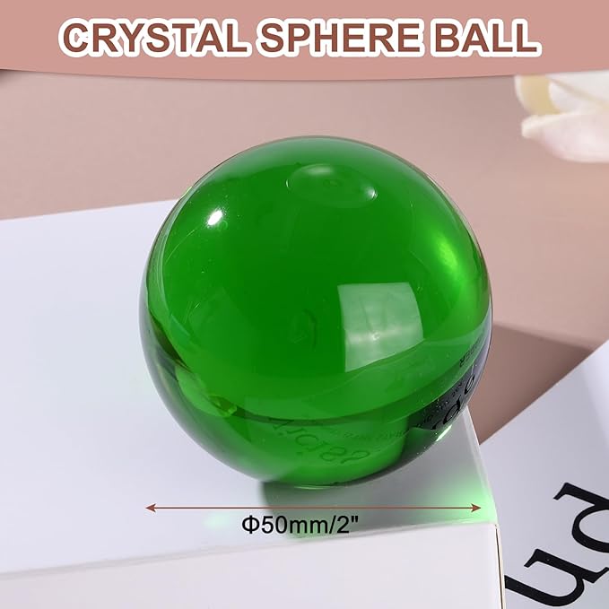 uxcell 50mm/2" Crystal Sphere Ball Glass Solid Decorative Sphere Crystal Ball Prop Ornament for Feng Shui Divination Fortune Telling Tabletop Fountain Decoration, Green