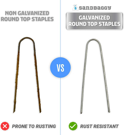 Sandbaggy Galvanized 6 Inch Landscape Staples | Industrial Grade Garden Stakes | Designed for Drip Irrigation Tubing & PVC Piping Up to 1" | Trusted by Farmers & Contractors Across USA (200 Staples)