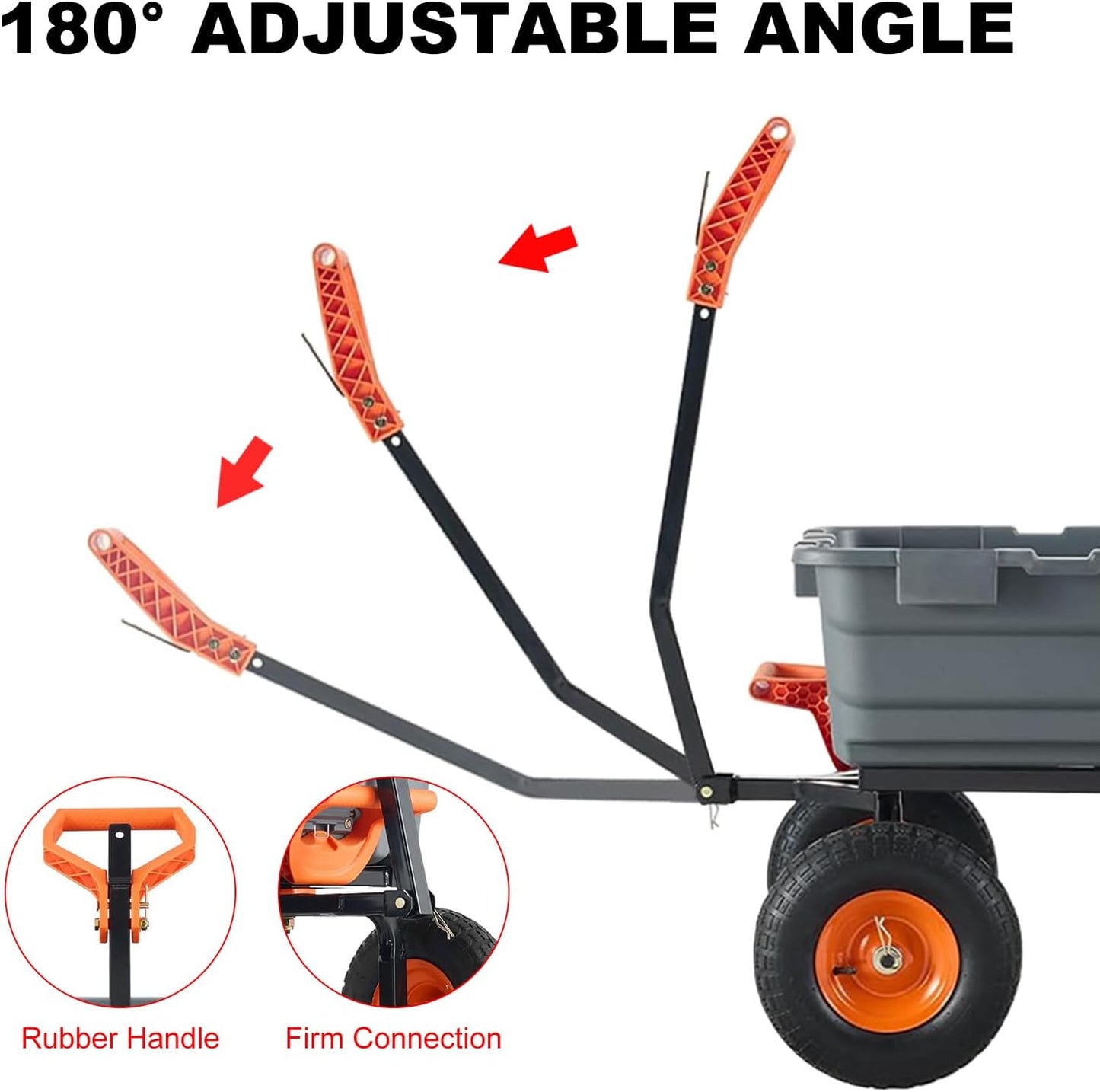 Garden Dump Cart,800lbs Heavy Duty Poly Yard Dump Garden Cart,with 10-Inch Tires,180° Rotating Handle,Steel Frame and Quick Release System for Garden,Lawn,Barn,Farm