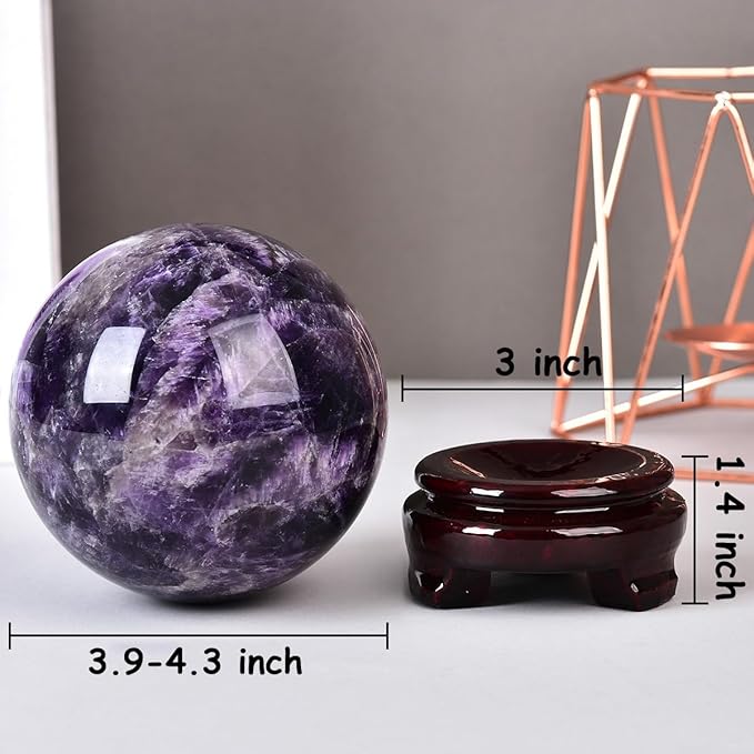 Large Dream Amethyst Crystal Ball with Stand Healing Crystals Sphere for Meditation, Divination
