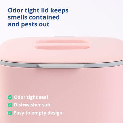 BLUE GINKGO Kitchen Compost Bin [2.6L / 0.69 GAL] – Filter-Free, Odor-Tight Countertop Food Waste Pail with Handles (Made in Korea, Pink)