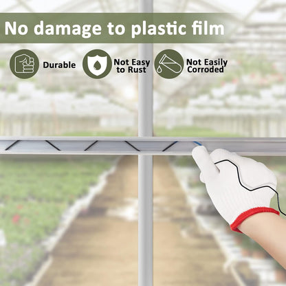 Spring Wire & Lock Channel - 20 Sets PVC Coated Spring Wire & Aluminum Alloy U-Channel Bundle with Nylon Gloves, 6.6 ft Farmer Greenhouse Frame Kit for Fix Poly Film Shade Cloth