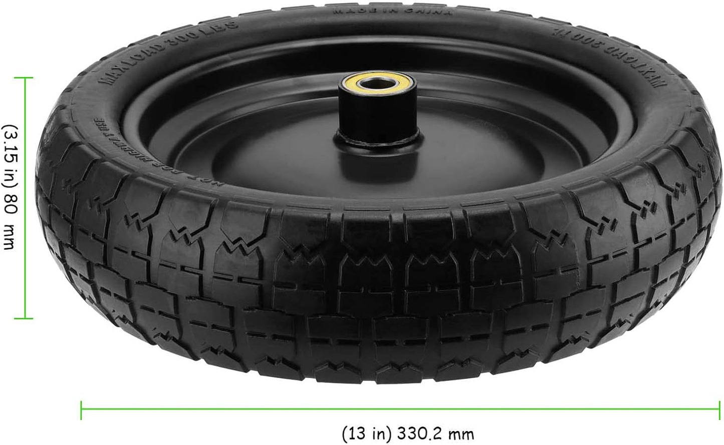 2 Pack 13 Inch Flat-Free Tires for Gorilla Cart, Heavy Duty Solid Replacement Wheels With 5/8 Inch Bearings for Wheelbarrow, Trolleys, Hand Trucks, Utility Carts