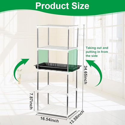5 Layer Sprouting Tray Storage Shelf, Plant Shelf Nursery Pot Seeding Tray Container Shelves Indoor/Outdoor Plant Rack Holder (White)