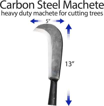 Sickle Garden Tool, Steel Billhook Machete Knife for Cutting Trees Heavy Duty, Hand Grass Weeding Sickle Knife with Wooden Handle for Yard Work