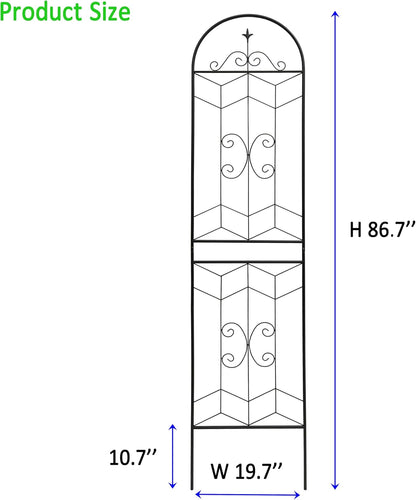 2 Pack 87x20in Garden Trellises with Black Metal Coating, Trellis for Climbing Plants Outdoor, Roses, Vines, Flowers, and Vegetables.