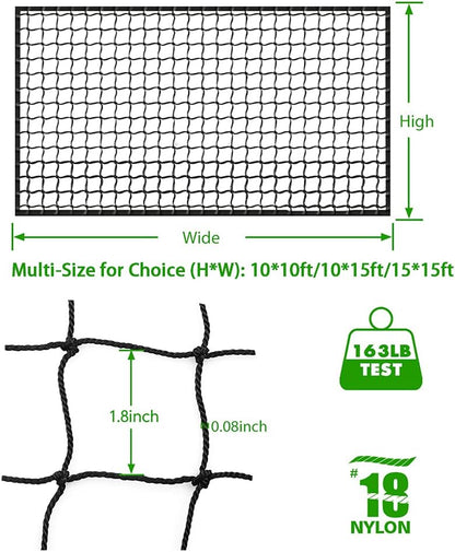 Baseball Softball Backstop Nets, Heavy Duty Sports Netting Barrier #18 Baseball Netting 10'x10'/10'x20'/15'x15'…