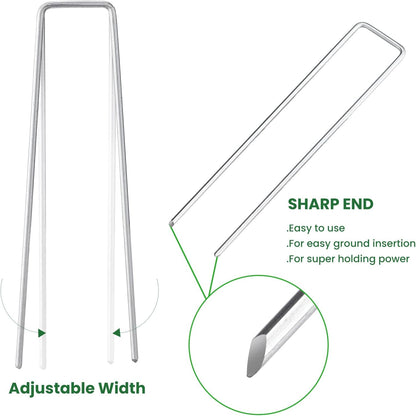 6 Inches Landscape Staples, Garden Stakes Securing Pegs for Securing Weed Fabric Landscape Fabric Netting Ground Sheets and Fleece, Heavy Duty Metal Tent Stakes, Halloween Decorations (20, Silver)