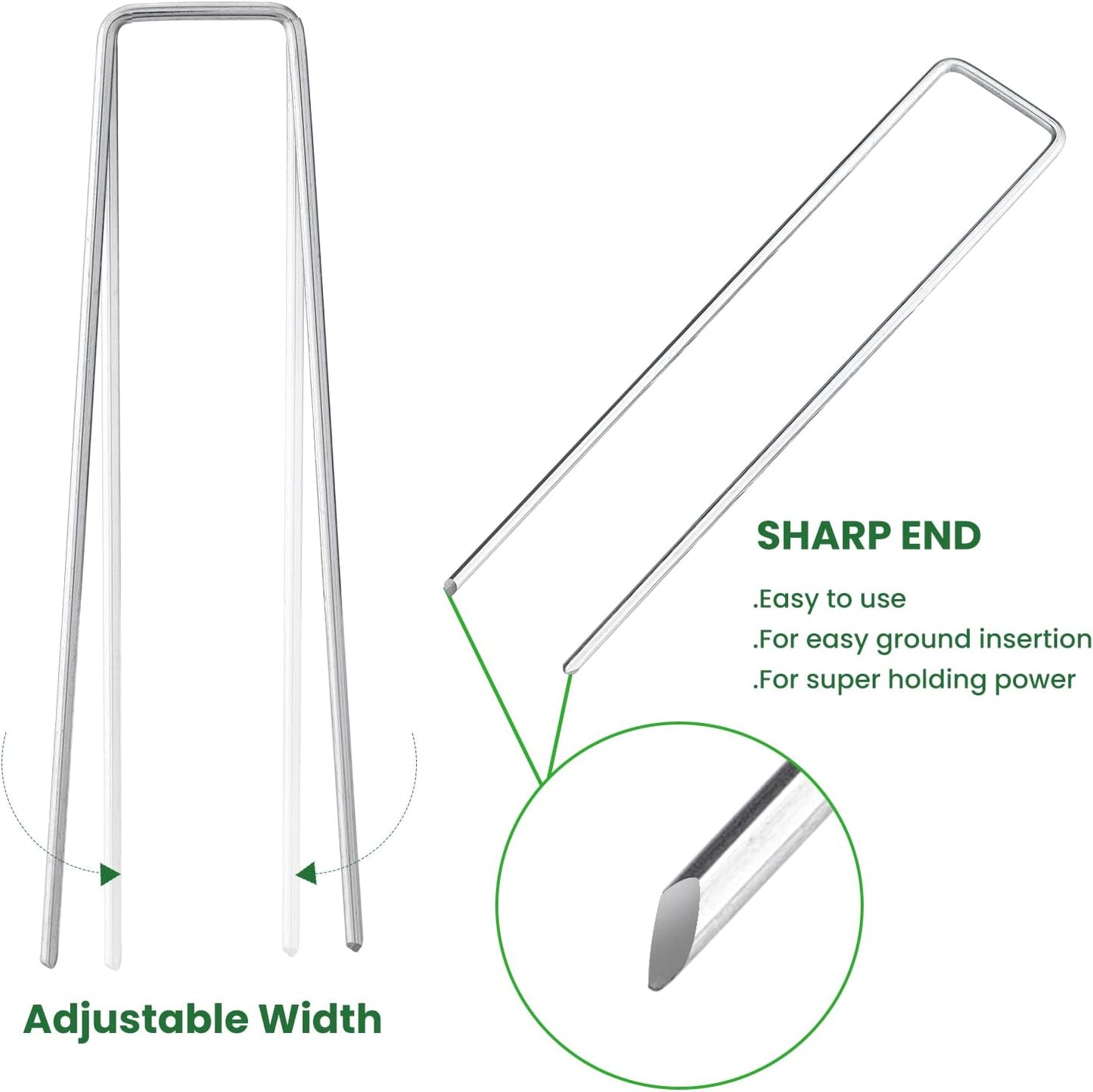 6 Inches Galvanized Garden Staples, Metal Tent Stakes, Heavy Duty U-Shaped Pins and Landscaping Staples for Sod Anchoring Landscape Fabric Irrigation Tubing,Halloween Decorations (50, Silver)