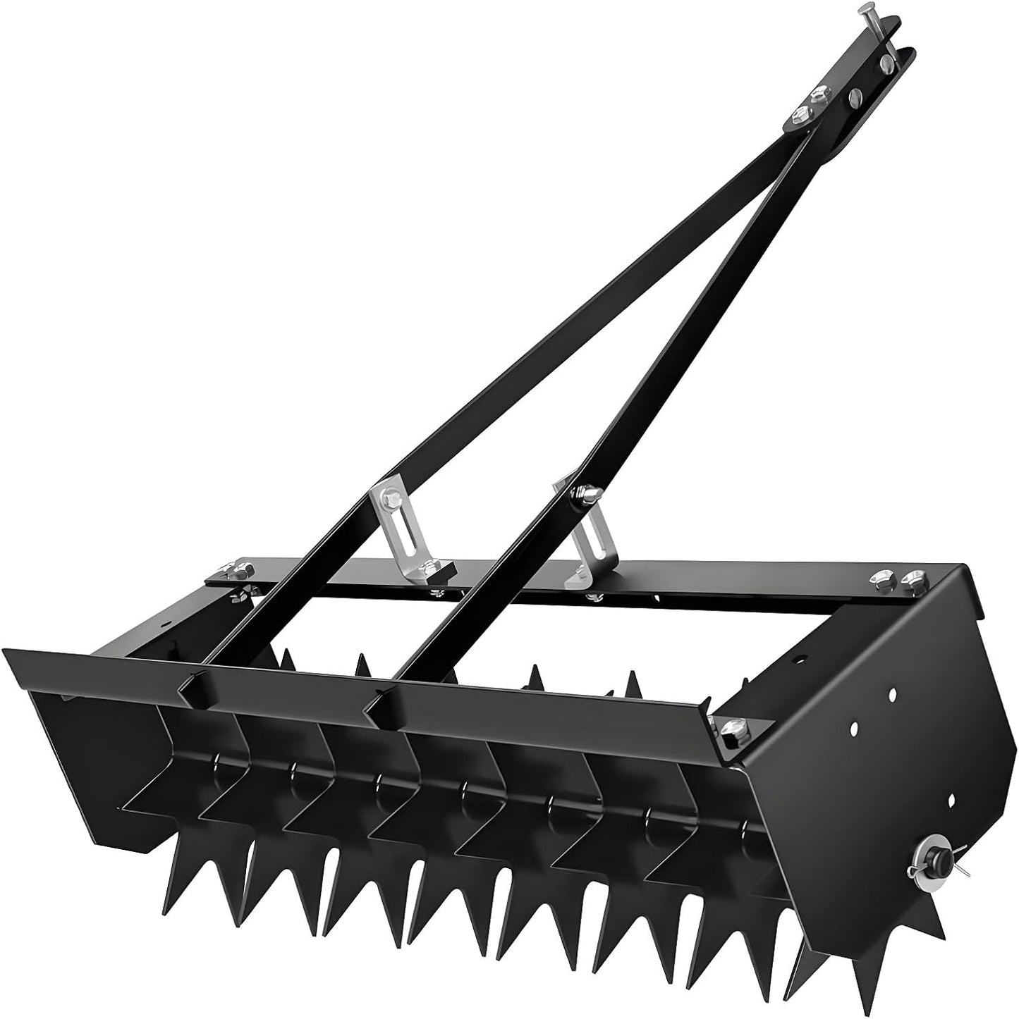 RQR 31 Inch Tow Behind Spike Aerator, Soil Penetrator Spikes Tractor, Heavy-Duty Core Aerator Tool, Manual Lawn Aerator, Plug Aerator with Universal Hitch, Rolling Aerator