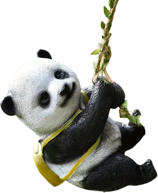 Outdoor Panda Resin Hanging - Rope Decor Statue, Animal Suspended Ornament, Ideal for Patio, Lawn & Courtyard Decoration, Housewarming Gift for Friends