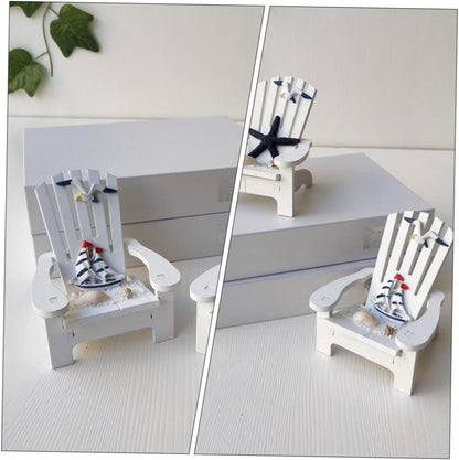 Veemoon 2pcs Miniature Wooden Beach Chair Decor Nautical Ornaments for Home Office Charming and Elegant Design for Christmas Weddings Birthdays and Festivals