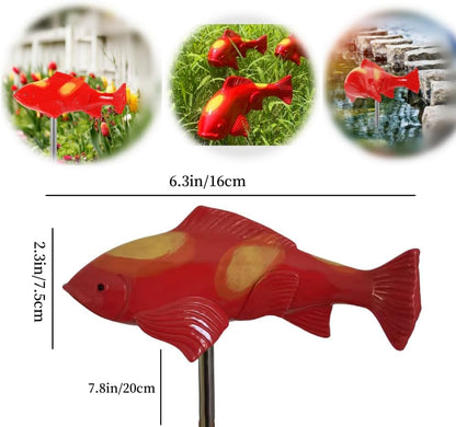 Koi Fish Decor Garden,Koi Art Decor Resin Sculptures with Stake, Garden Sculptures & Statues,A Set of 3 Pieces Fish Sculpture for Outdoors, Patio, Yard, Lawn, Pond and Home Decoration (Red)