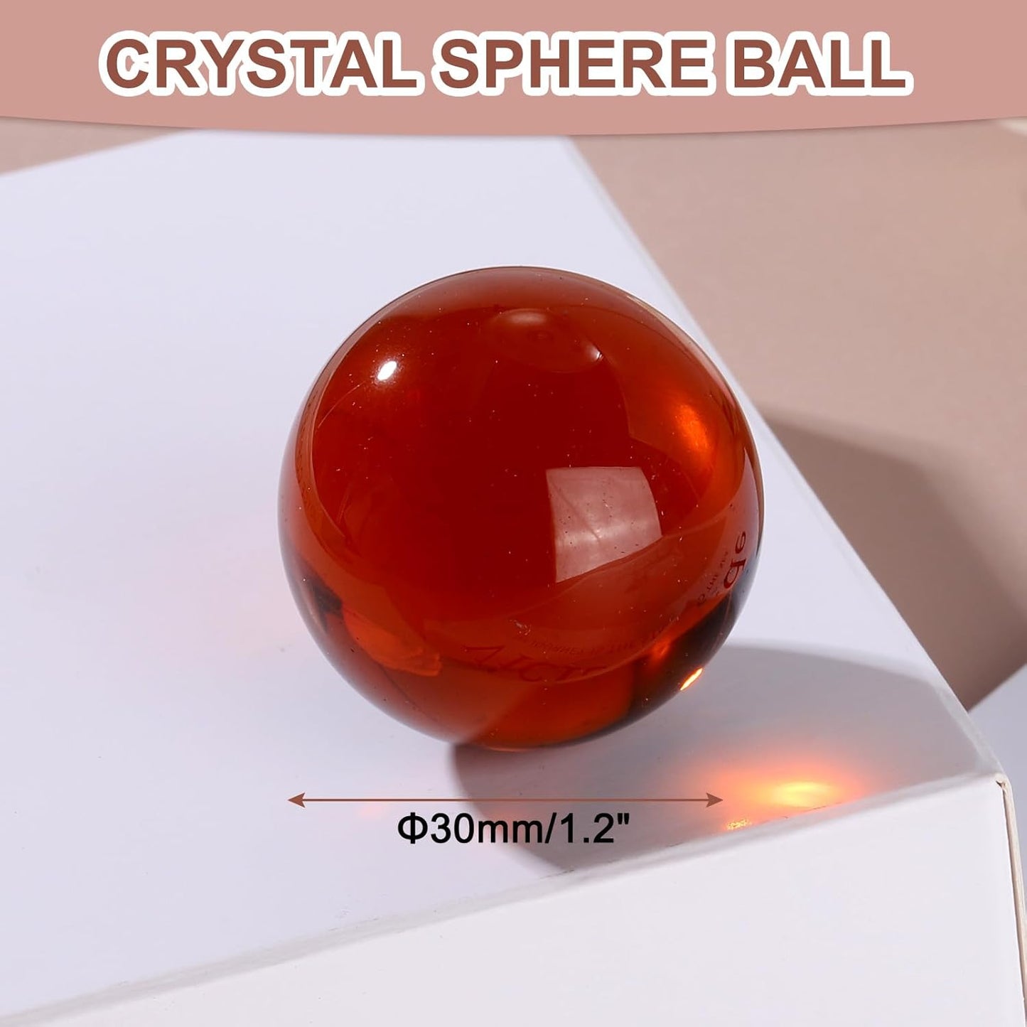 uxcell 30mm/1.2" Crystal Sphere Ball Glass Solid Decorative Sphere Crystal Ball Prop Ornament for Feng Shui Divination Fortune Telling Tabletop Fountain Decoration, Amber