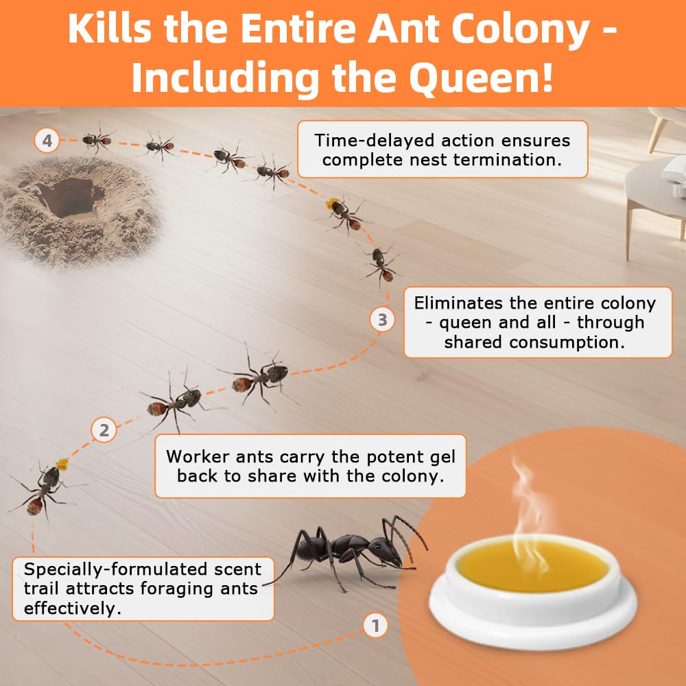 48 PCS Ant Killer Gel Bait Stations, Extra Strengthen Ant Bait Traps, Long-Lasting Effective Pest Gel for Carpenter Ants and Other Common Household Ants, No Mess Easy Use, Safe for Pets and Kids