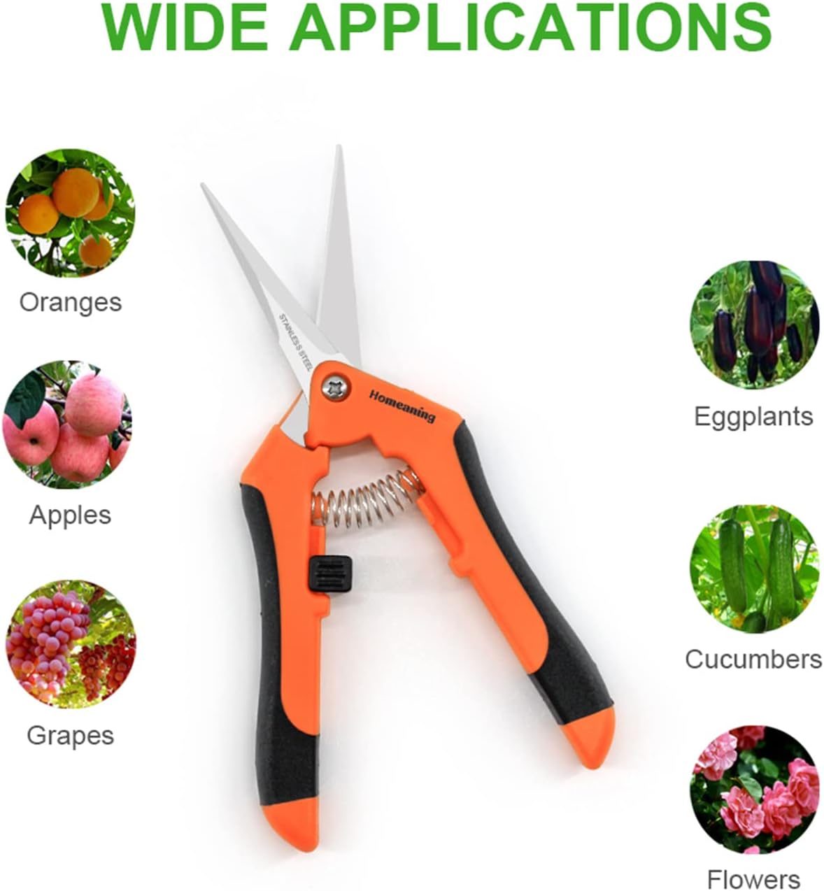 1 Pack Garden Pruning Shears with Straight Blades Trimming Scissors, Gardening Hand Pruning Snips Titanium Coated Precision Bonsai Pruning Shears, Convenient Flower Cutters (Orange)