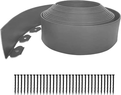 Garden Edging,33ft Landscape Edging Borders Garden Border Edging【4 INCH Hight】 Flexible Lawn Edging Include 30 Stakes,Paver Edging for Yard, Lawn, Gardens(Grey)