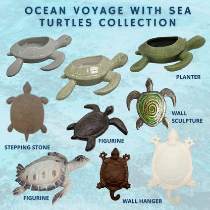 Comfy Hour Antique and Vintage Ocean Collection Cast Iron Ocean Turtle Figurine, Indoor Outdoor Garden Decor, Brown