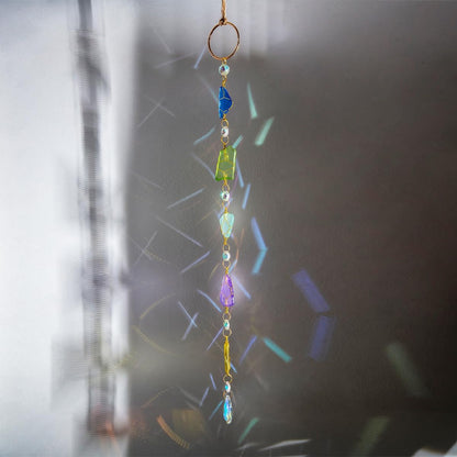 Suncatchers Sea Glass Wall Hanging Handcrafted Blue Seaglass Hanger Ocean Decor Garden Sun Catchers with Sea Glass Rainbow Maker Indoor Outdoor Decor Handmade