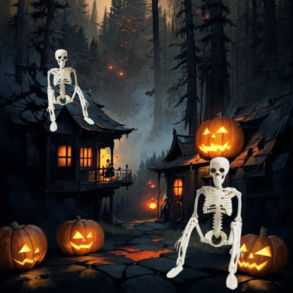 6 Pcs Realistic Spooky Scary Skeletons for Halloween, 16 Inch Outdoor Skeletons Decorations, Skeleton Bulk with Movable Joints for Garden Haunted House Props