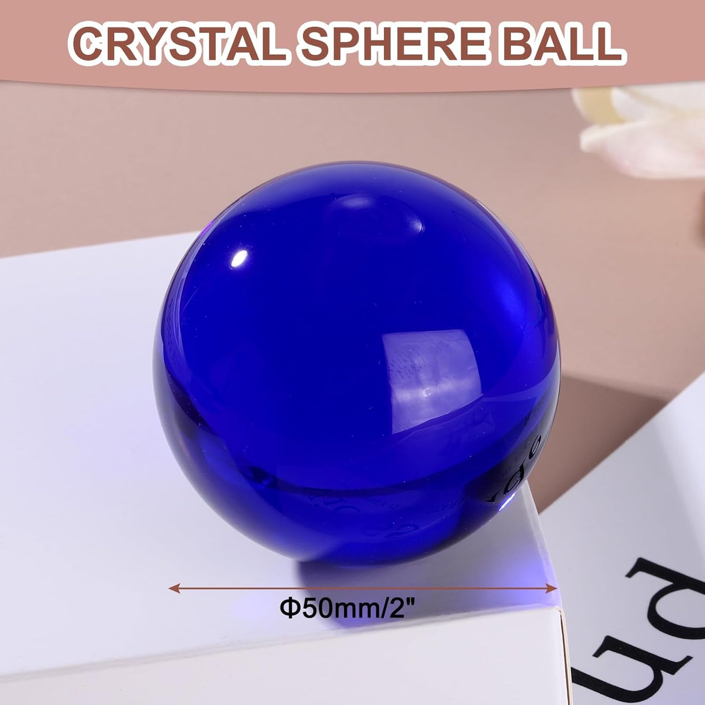 uxcell 50mm/2" Crystal Sphere Ball Glass Solid Decorative Sphere Crystal Ball Prop Ornament for Feng Shui Divination Fortune Telling Tabletop Fountain Decoration, Dark Blue