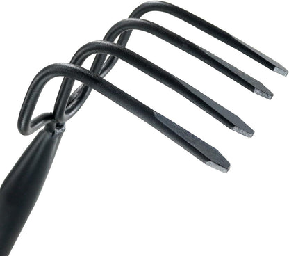 Colwelt 4 Tines Garden Cultivator Rake 59'', Hand Tiller Garden Tool with Sharp Forged Steel Head, Cultivators for Gardening with Long Handle, Garden Tiller for Digging Loosening Weeding