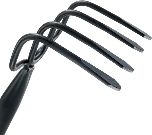Colwelt 4 Tines Garden Cultivator Rake 59'', Hand Tiller Garden Tool with Sharp Forged Steel Head, Cultivators for Gardening with Long Handle, Garden Tiller for Digging Loosening Weeding