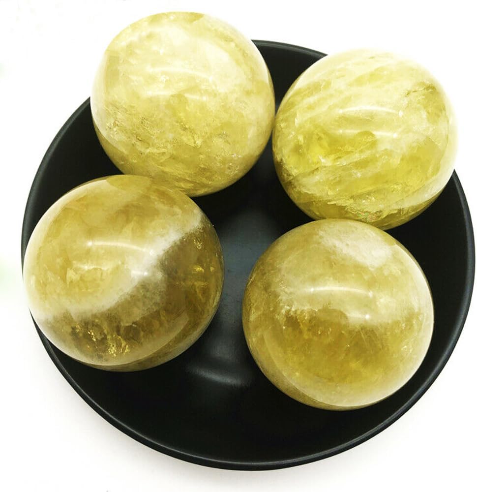 6-7cm/2.36-2.75inch Topaz Ball Polished Natural Yellow Crystal Sphere Decorative Sphere Healing Crystals Ball Healing Stone Crafts Home Decor Ornament Gifts (Topaz, 60-70mm)