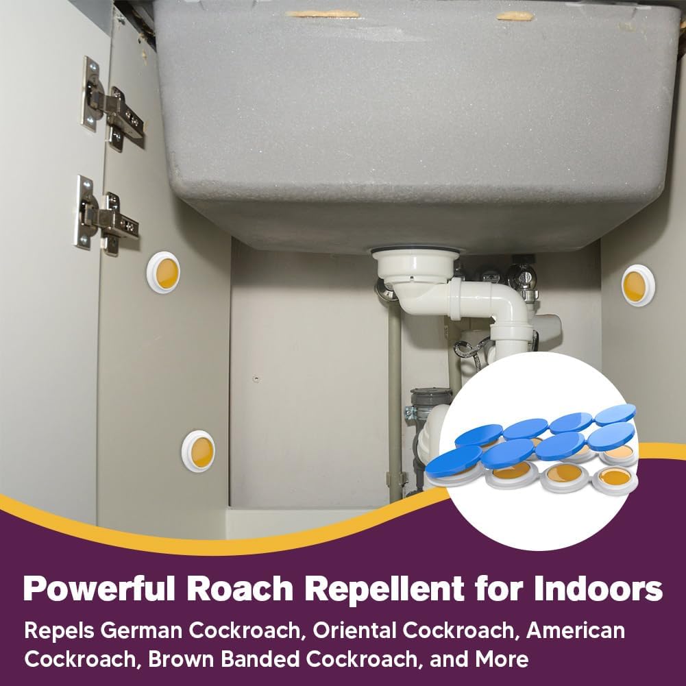 Roach Repellent, Cockroach Repellent Indoor, Pet Safe Roach Repellent, Natural Cockroach Repellents, Keep Roaches Out of Kitchen, 8P