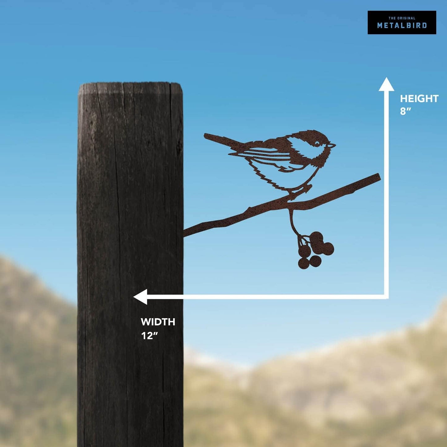 METALBIRD - Chickadee - Outdoor Tree Ornaments in Corten Steel - Metal Art Proudly Made in America