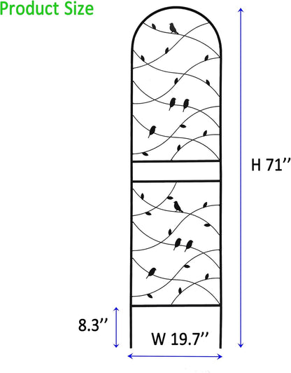 Metal Garden Trellis Rustproof Trellis for Climbing Plants Outdoor Flower Support Bird Deco (Black-4 Pack, 71"x19.7")