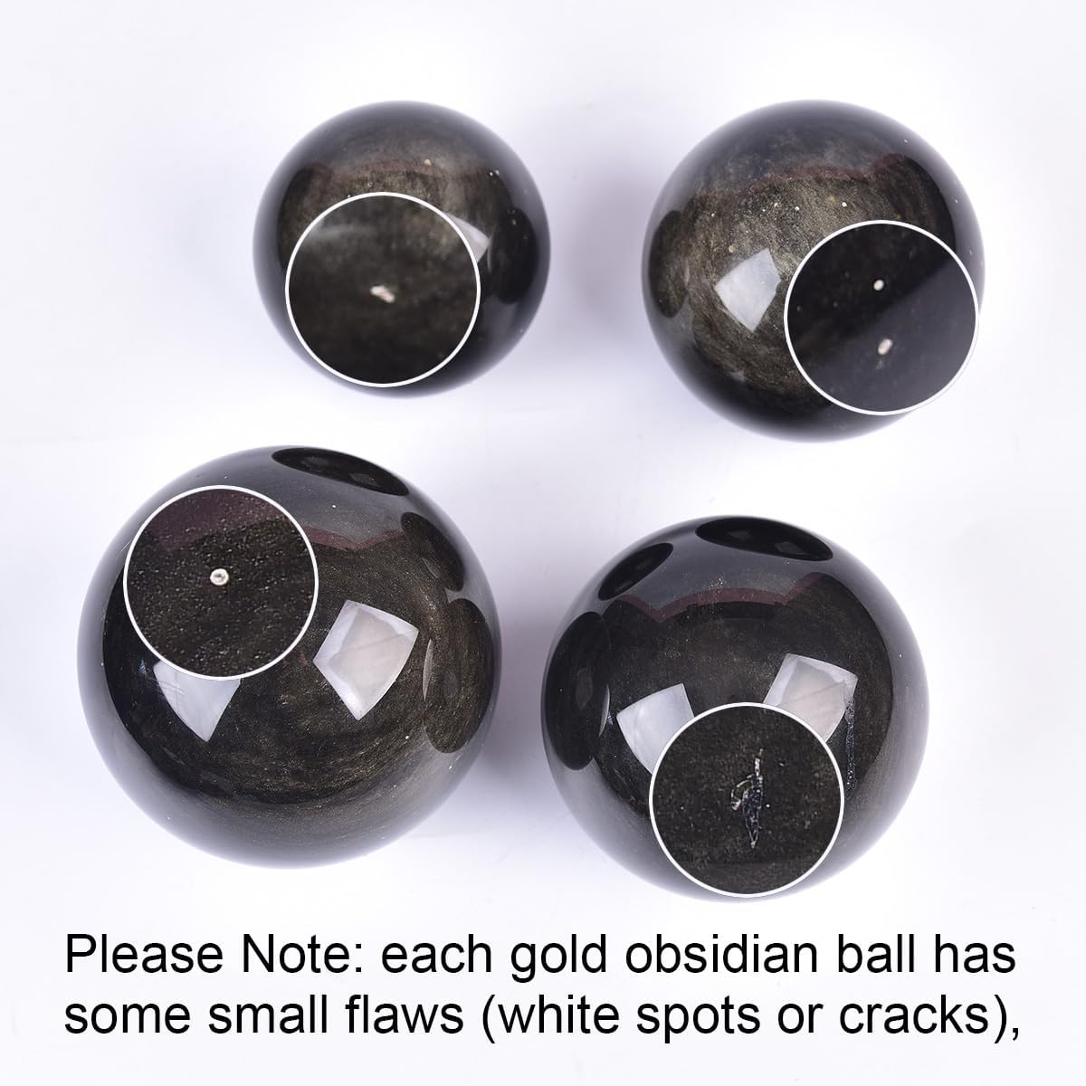 JIC Gem Large Golden Obsidian Crystal Sphere Quartz Crystal Ball with Stand Healing Ornament Witchcraft Meditation Home Decor 3.1-3.5 inch(80-90mm)