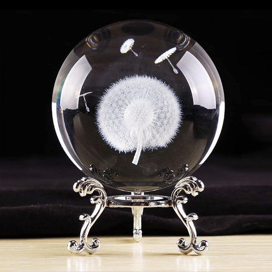 Crystal Ball Glass Globe Decor - Sphere with Stand & Gift Box, Clear Decorative Globe, 3D Crystal Ball for Home Decor, Fengshui Meditation, 2.3 inch/60mm