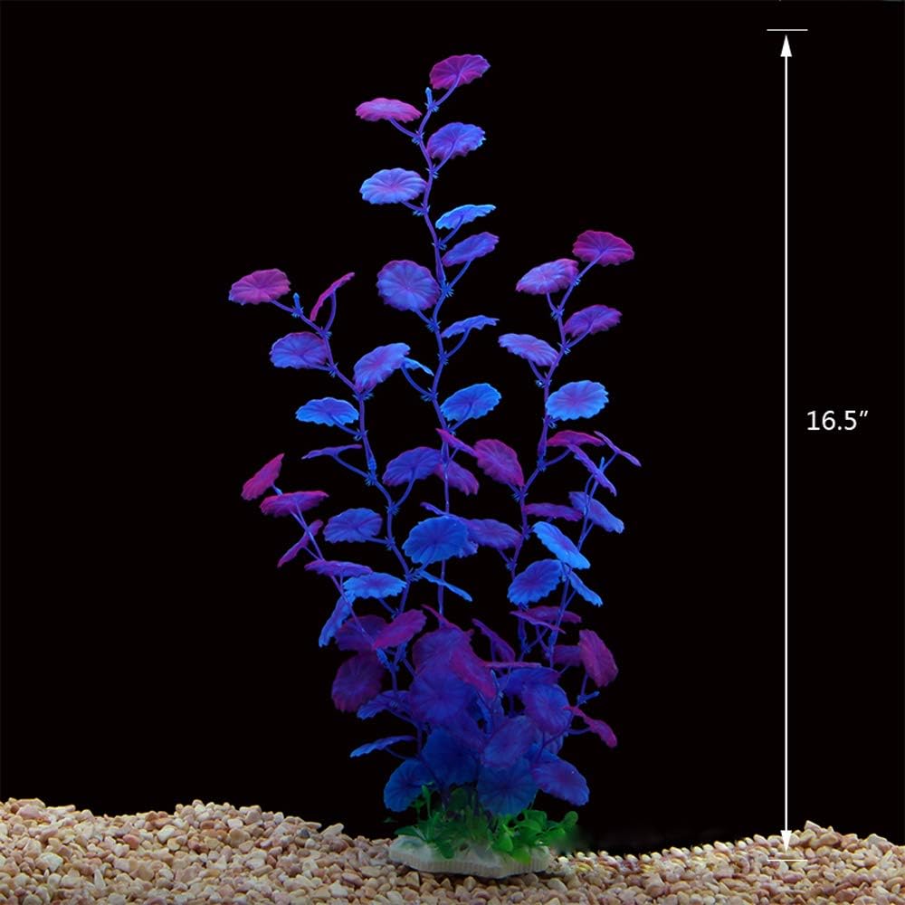 2Pcs Aquarium Decorations Artificial Plants for Fish Tank,12 inches,Safe for All Fish (AL68 Purple 2 Pcs)