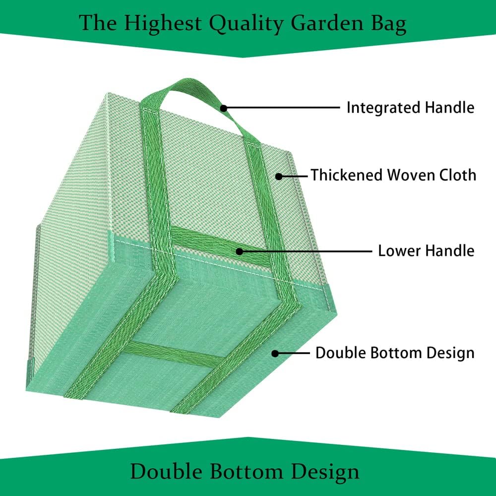 32 Gallons Reusable Garden Waste Bags, Yard Waste Bags, Lawn/Leaf Bags, Heavy Duty Gardening Bags, Integrated Reinforced Handle, Suitable for Collecting Leaves, Pruning Bushes(2-Pack 32Gallons)