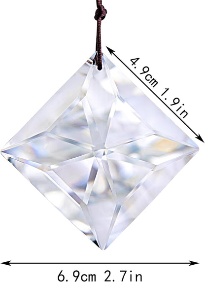 HDCRYSTALGIFTS 2PCS 50mm Clear Crystal Sun Catcher Prisms, Hanging Suncatchers with Glass Prism, Rainbow Maker for Windows, Balcony, Kitchen, Garden Decoration