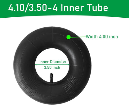 2-Pcs 4.10/3.50-4 Inner Tube 4.10-4 3.50-4 Heavy Duty Replacement Tube Straight Valve Stem for Wheelbarrows/Mowers/Hand Trucks and More