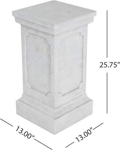 Decorative Roman Column Pedestal Column Plant Stand, Vintage European Style Classical Garden Pillar, Indoor Outdoor Decor, Pedestal Columns Plants Standing for Entryway Garden Yard Home (Antique White/25.75''H)