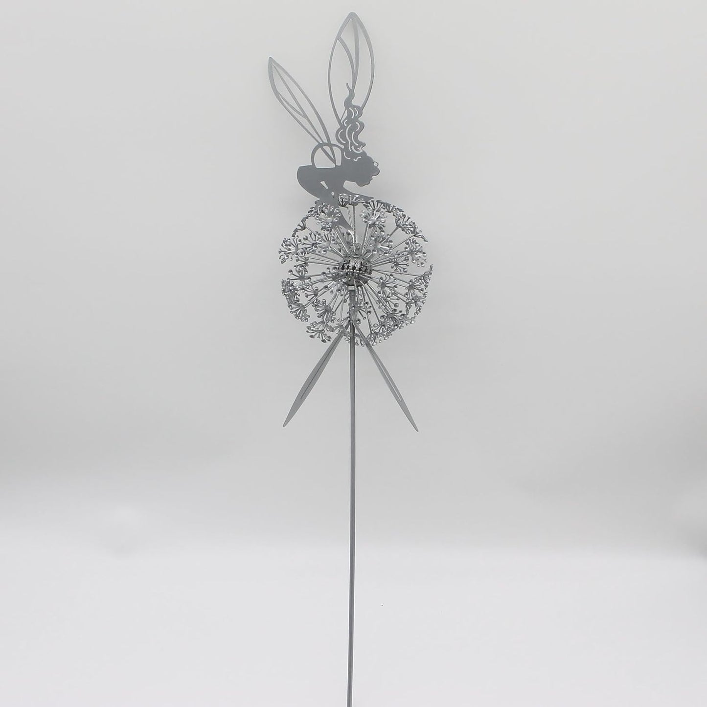Flower Fairy Dancing with Dandelion Garden Art Sculpture Stainless Steel Statue Christmas Halloween Decoration for Outdoor Yard Courtyard Lawn Patio Metal Ornaments (Hurdle)
