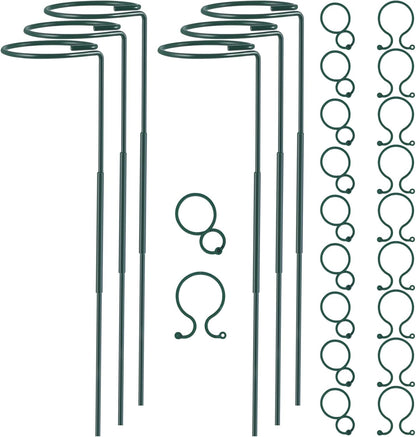 Plant Stake Support - 6 Pack Adjustable Height 16" or 30", Garden Support Stake Plant Cage Support Rings, Single Stem Plant Support Stakes, for Flowers Amaryllis Tomatoes Peony Lily Rose (30inch)