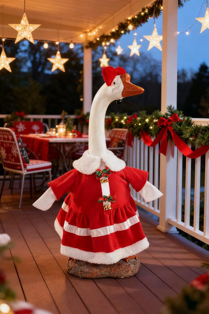 Christmas Porch Goose Outfit - 23" Goose Costume Festive Outfit for Cement Plastic Porch Goose Statue – Funny Outdoor Decor,Lawn Yard Decor,Classroom,Patio & Garden Party