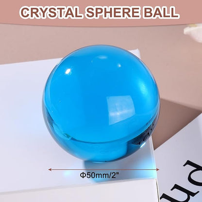 uxcell 50mm/2" Crystal Sphere Ball Glass Solid Decorative Sphere Crystal Ball Prop Ornament for Feng Shui Divination Fortune Telling Tabletop Fountain Decoration, Lake Blue