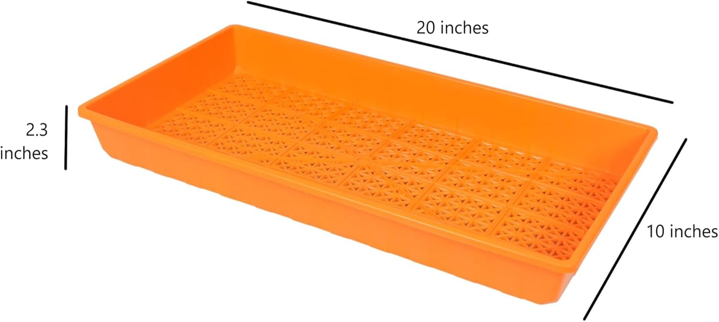 SUNPACK 10" x 20" Heavy Duty Mesh Plastic Seed Starting Tray, Orange, 2.3" (Pack of 30) - Ensures Water Drainage and Aeration, Perfect for Greenhouses or Indoor Gardening