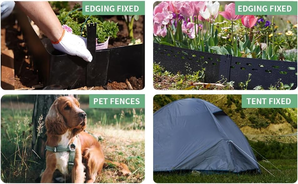 30Pcs 10Inch Black Metal Landscape Edging Stakes, No Installation for Corrugated Garden Landscape Edging/Terrace Board/Grass Barrier/Bender Board/Garden Liner/Tent pegs/Dog Stakes