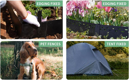 30Pcs 10Inch Black Metal Landscape Edging Stakes, No Installation for Corrugated Garden Landscape Edging/Terrace Board/Grass Barrier/Bender Board/Garden Liner/Tent pegs/Dog Stakes