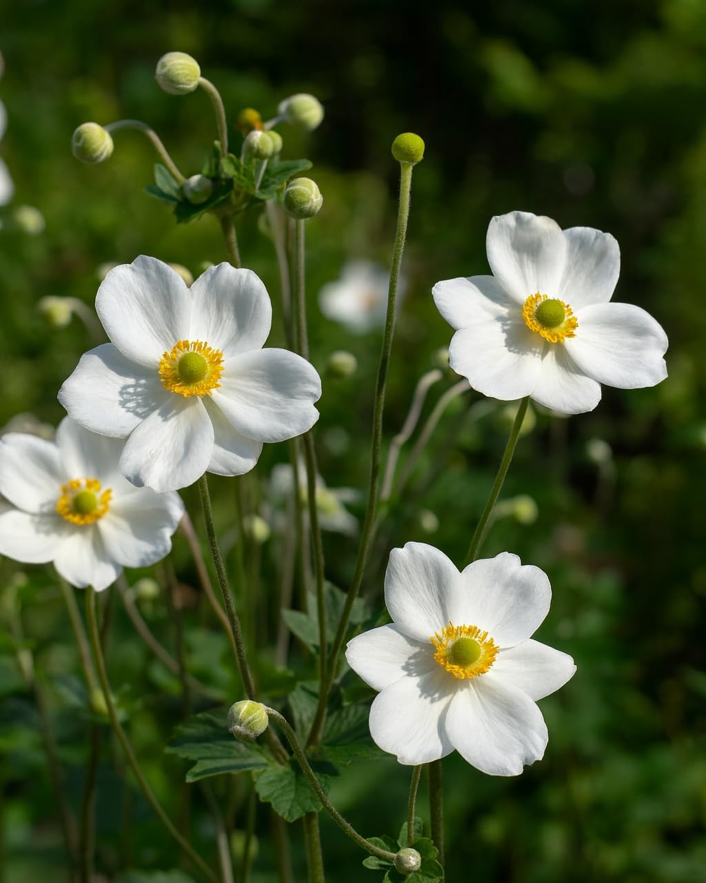 Perennial Farm Anemone x Hybrida 'Honorine Jobert' – Live Windflower in #1 Container, Elegant White Blooms with Yellow Centers, Long Blooming, Deer Resistant, Great for Shade & Pollinator Gardens