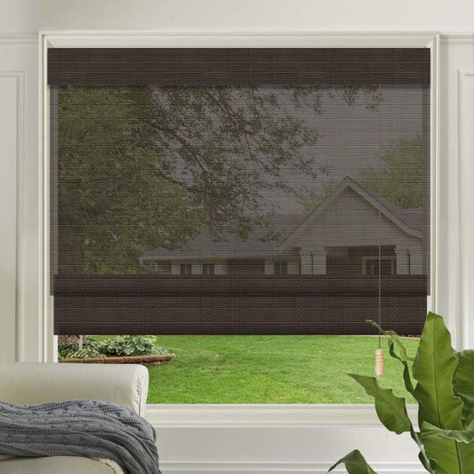 LETAU Wood Window Roman Shades, Bamboo Light Filtering Window Blinds for Indoor Home, Office, Kitchen, Pattern 8