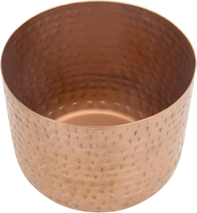 MyGift 6 Inch Copper Tone Metal Plant Pot with Hammered Design, Decorative Small Succulent Planter - Handcrafted in India