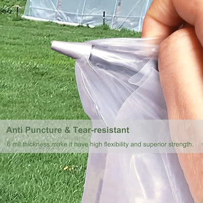 Yowlieu 6 Mil Clear Greenhouse Plastic Sheeting, 6.5' x 9.8' UV Resistant Polyethylene Greenhouse Film Hoop Green House Plastic Cover for Farms, Agriculture, Garden