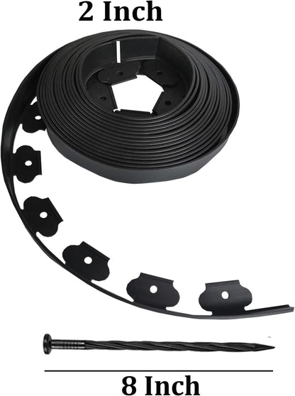 Landscape Edging,40FT Plastic Garden Edging with 40 Stakes,2 Inch Tall Lawn Edging for Lawn,Yard,Flower Gardens Border (Black-40FT)